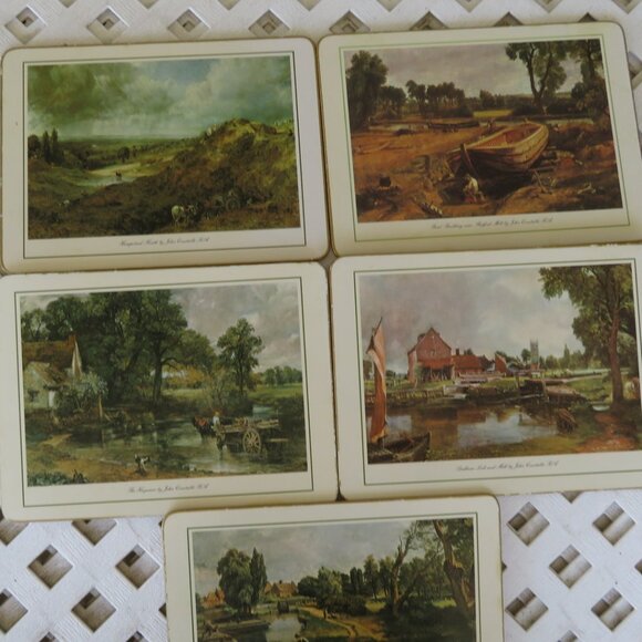 6 Cloverleaf John Constable English Scenes Tablemats Vintage (K715) - Picture 2 of 15